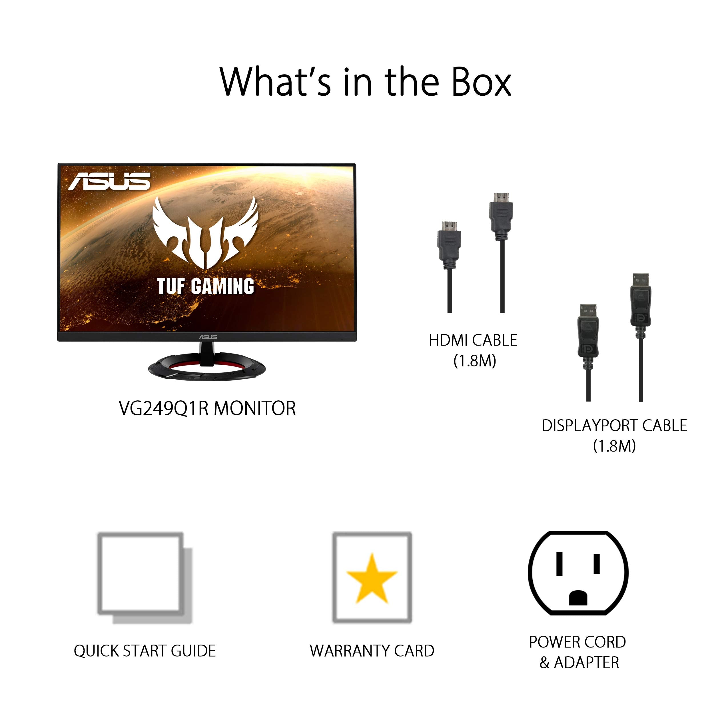 ASUS TUF Gaming 24” (23.8” viewable) 1080P Monitor (VG249QE5A) - FHD, 144Hz Overclock to 146Hz, IPS, Extreme Low Motion Blur Sync, 1ms, Speakers, Variable Overdrive, DisplayWidget Center, 3yr Warranty