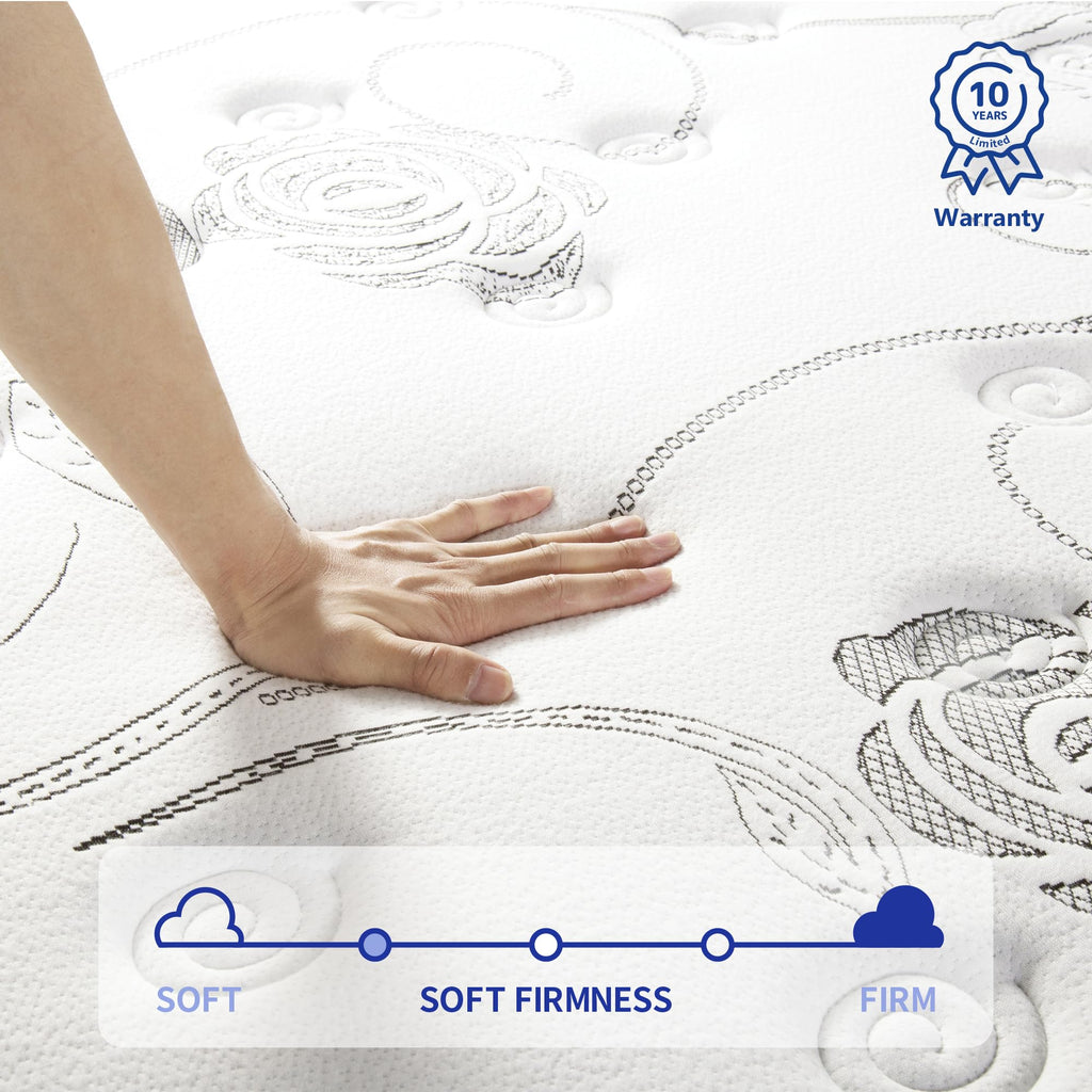 Olee Sleep Full Mattress, 10 Inch Support Cloud Hybrid Mattress, Gel Infused Memory Foam, Pocket Spring for Support and Pressure Relief, CertiPUR-US Certified, Bed-in-a-Box, Soft, Full Size