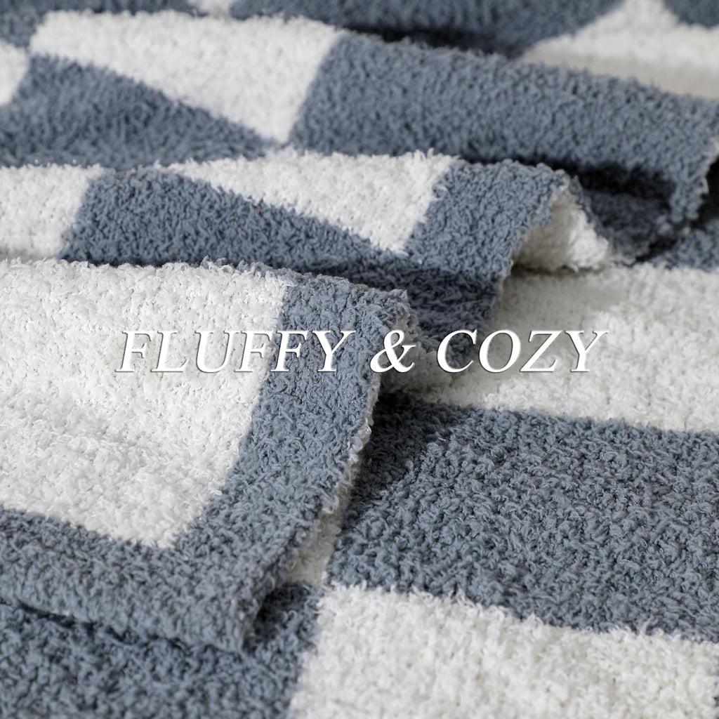 bearberry Fuzzy Checkerboard Grid Throw Blanket Soft Cozy Warm Microfiber All Season Blanket Decor for Couch Sofa Bed Travel Home (Avocado Green, 50''x60'')