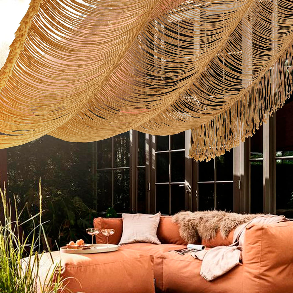 Flber Macrame Curtain Window Macrame Room Divider Doorway Curtain Boho Macrame Wall Hanging Living Room Bedroom Decor 42" W x 75" H