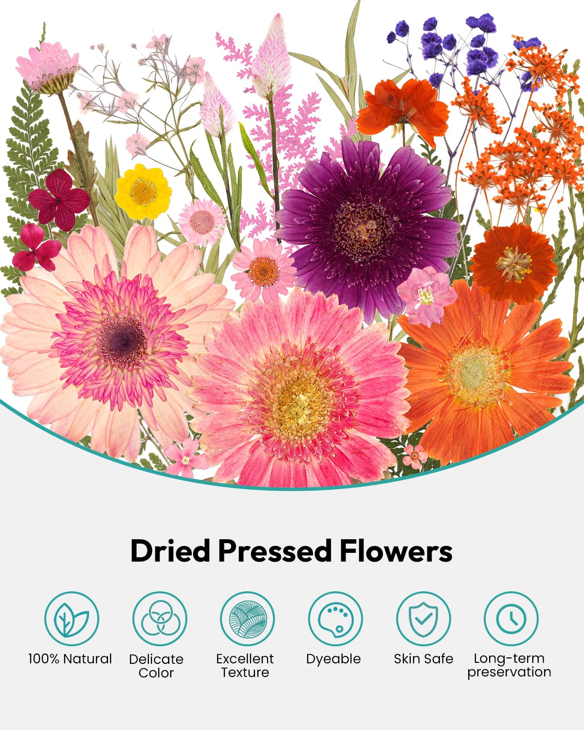 Dried Flowers, Resiners 58Pcs Pressed Flowers for Craft Pink Real Natural Dried Flowers Dry Leaves Kit for DIY Making Crafts Resin Soap Candle Scrapbook Supplies Card Making Jewelry