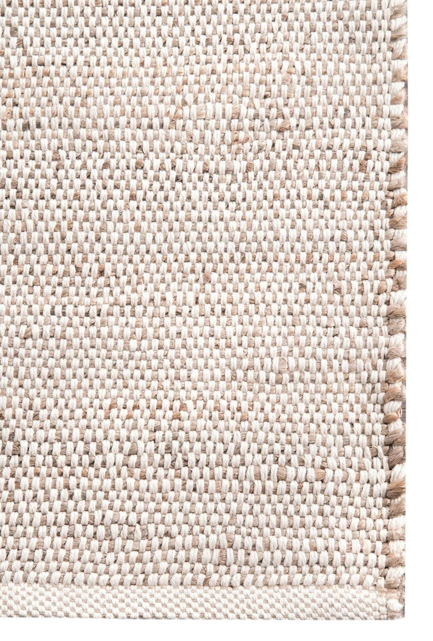 FRELISH DECOR Handwoven Jute Cotton Area Rug- Natural Yarn- Contemporary Farmhouse Decor- Rustic Nautical Rugs for Bedroom Living Room/Entryway Doormat (2'x3')