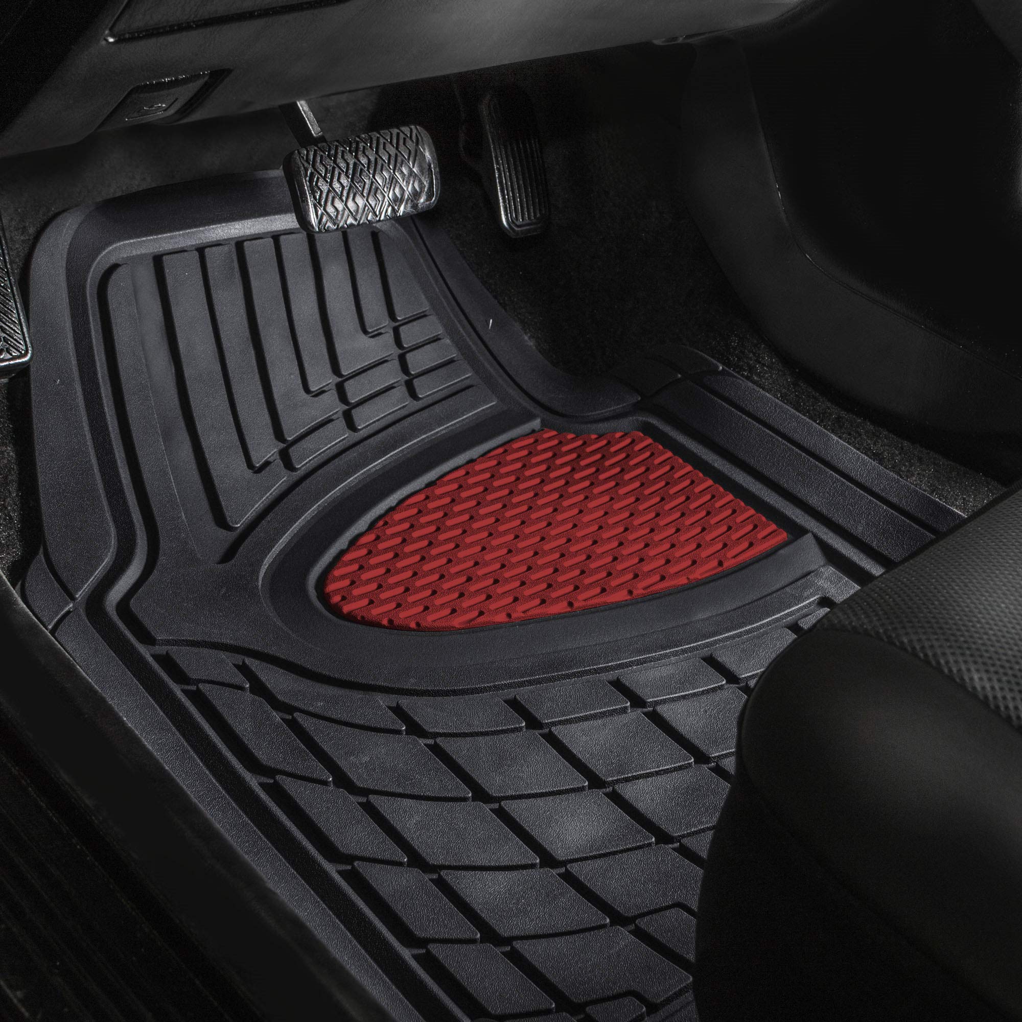 FH Group Automotive Floor Mats - Heavy-Duty Rubber Floor Mats for Cars, Universal Fit Full Set, Climaproof Floor Mats, Trimmable Floor Mats for Most Sedan, SUV, Truck Floor Mats Beige