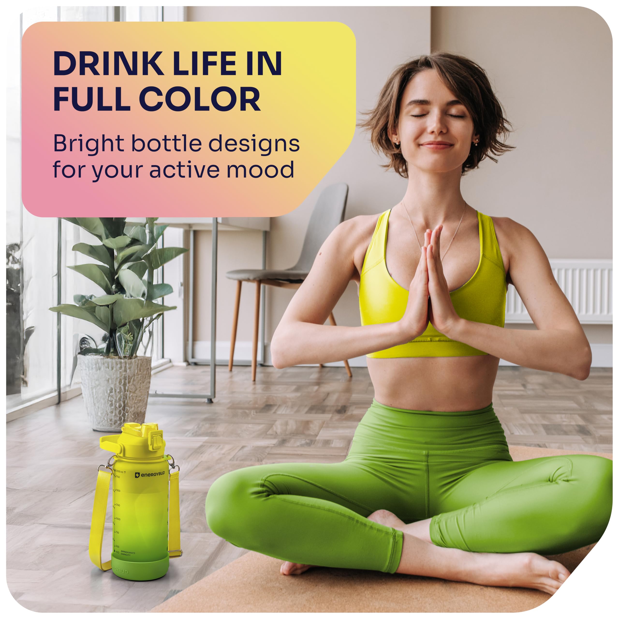 1/2 Gallon Water Bottle with 74.3 oz Capacity - Motivational Time Markers for Daily Hydration Goals - Leakproof BPA Free Tritan with Removable Straw