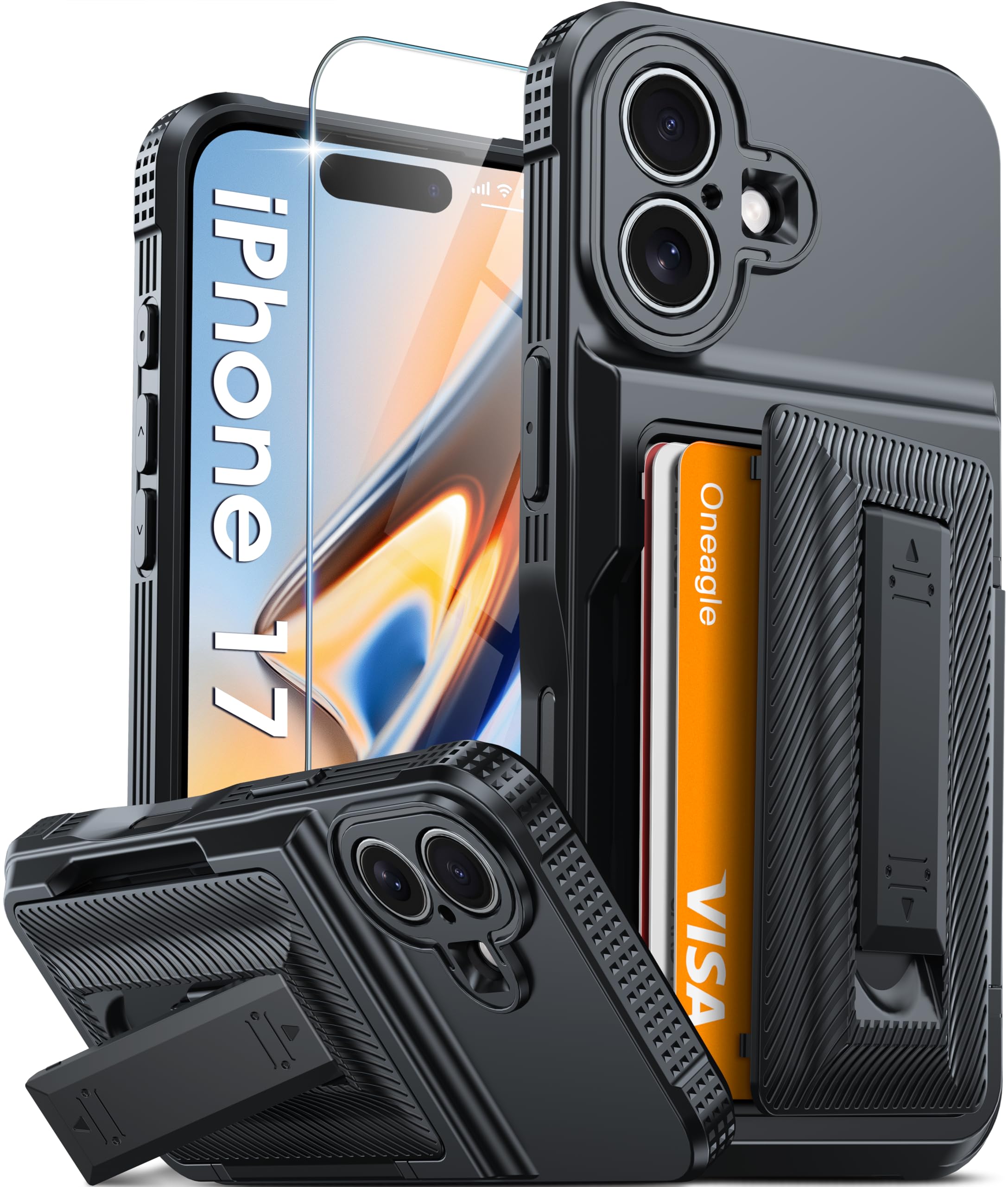 Oneagle Wallet for iPhone 16 Pro Max Case with Card Holder (4-5 Cards) [RFID Blocking] [Privacy Screen Protector] Full Camera Protection & Kickstand, 15FT Shockproof Phone Case for iPhone 16 Pro Max