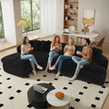 129'' Cloud Sectional Couches for Living Room, Oversized L Shaped Couch, Curved Boneless Sofa, Corduroy Upholstered Corner Sofa, Black