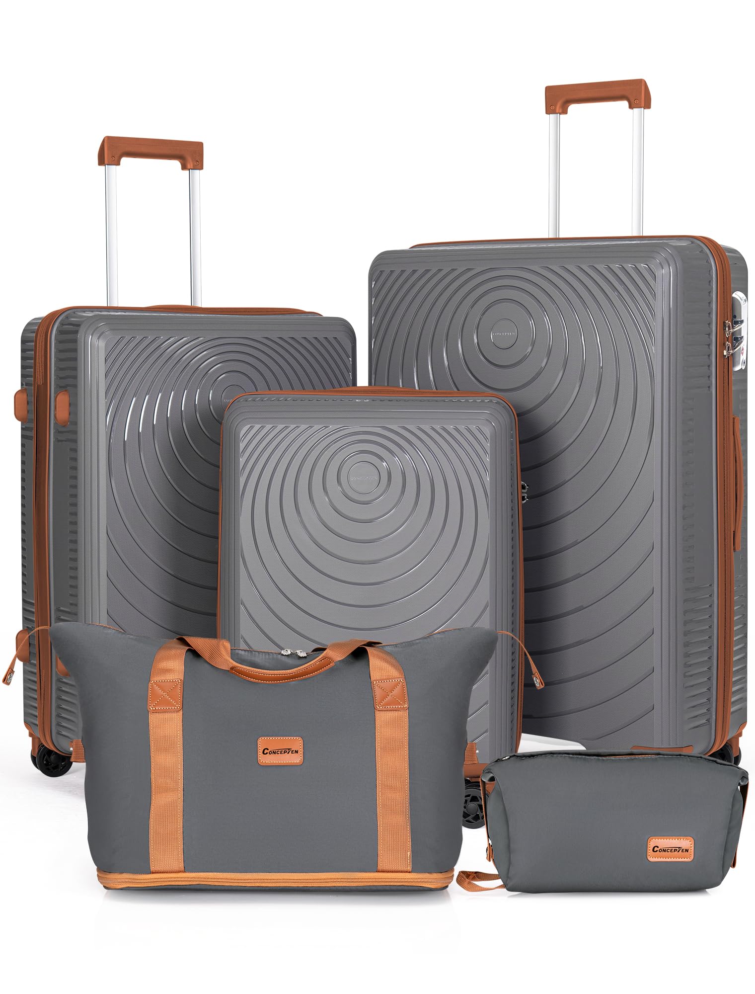 CONCEPTEN Luggage Sets,Suitcases with Wheels, Hardshell Suitcase Set, PP Carry on Luggage Set with TSA Lock, Travel Luggage (Black, Bag Type)