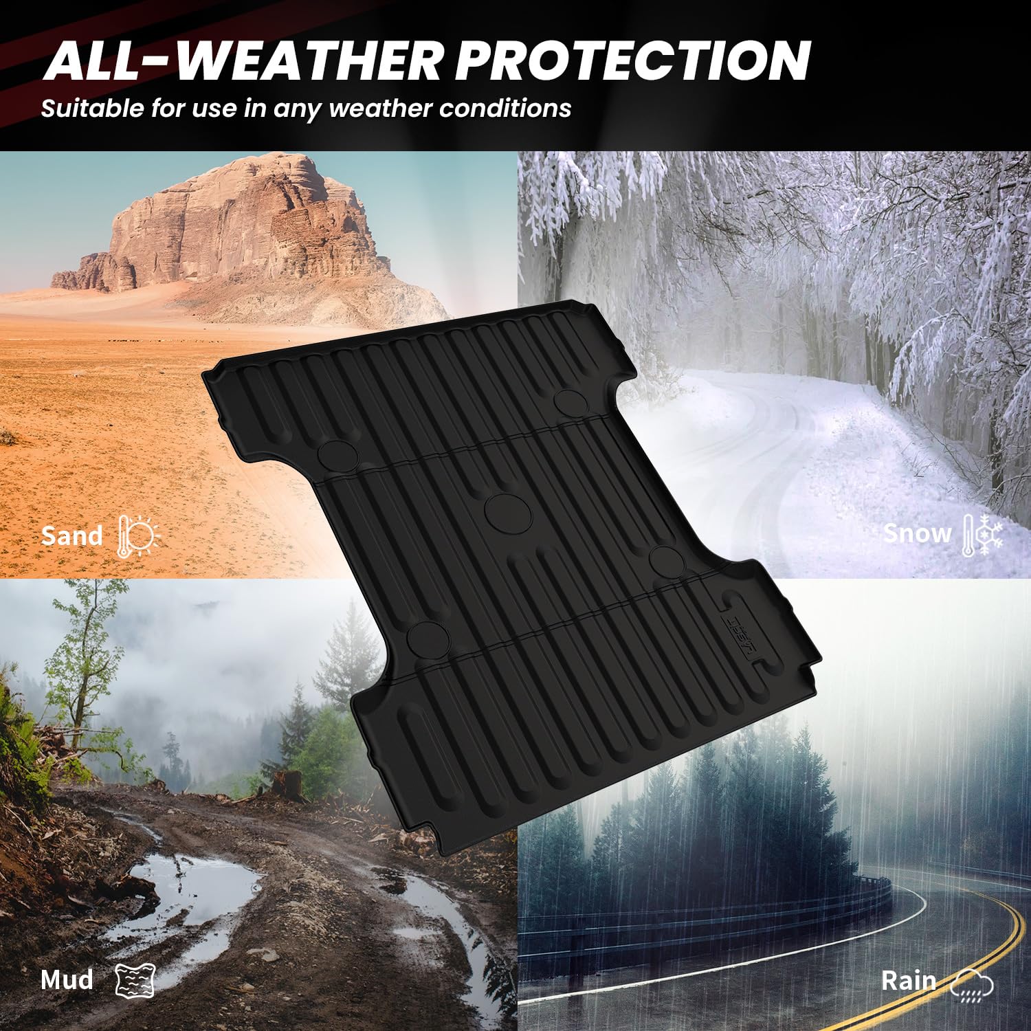 LASFIT Truck Bed Mat for 2009-2016 Ford F250 F350 F450 6.75ft Super Duty 81.9'' Bed Liner(Not fit with Drop-in Bed Liner), TPE 100% All Weather Car Bed Mat for F-250 F-350 F-450,1PCS Black