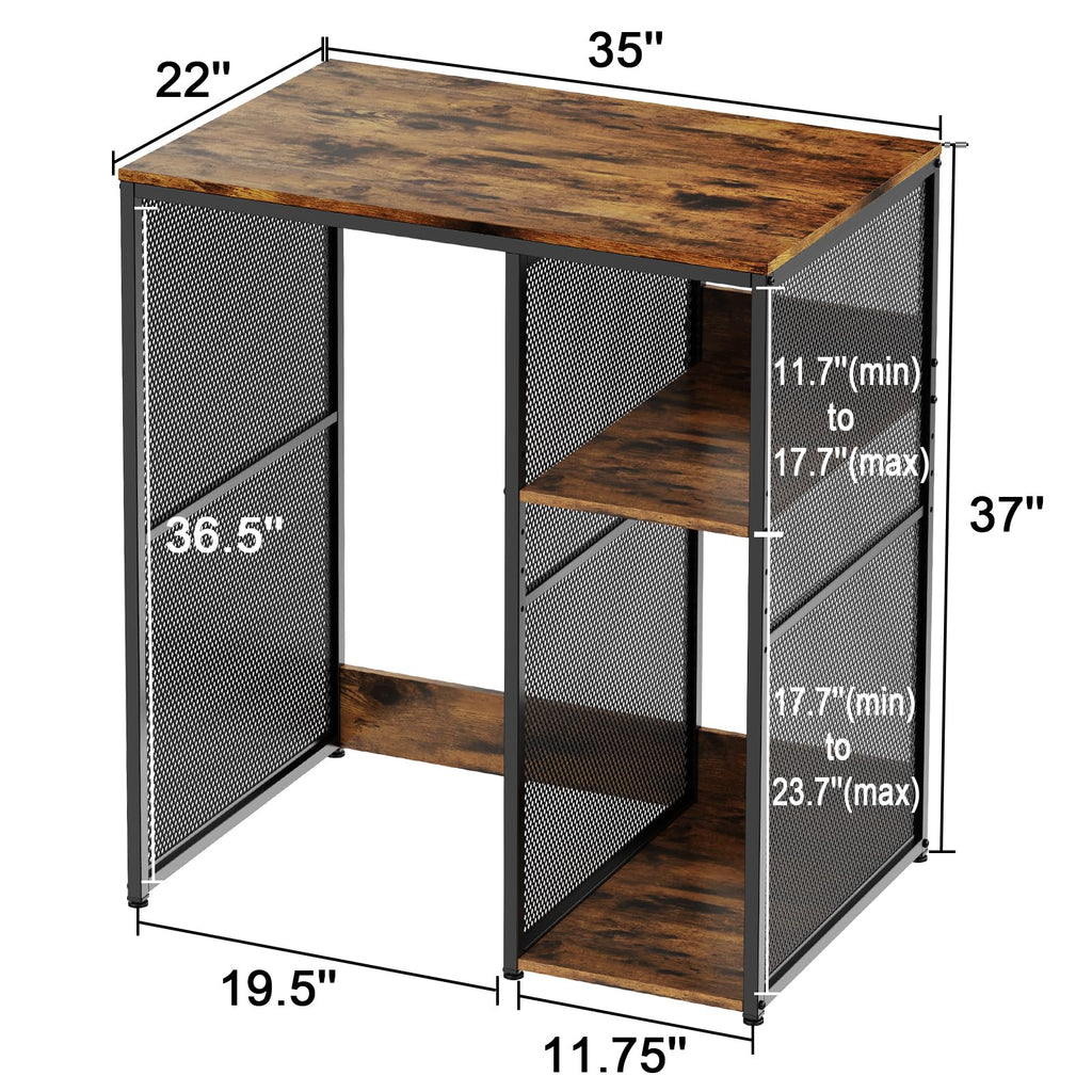 KirKical 3-Tier Coffee Bar Cabinet with Mini Fridge Space, Heavy-Duty Rustic Grey Microwave Stand Baker Rack, Utility Storage Organizer Shelf for Home Kitchen Dorm, Slate Grey