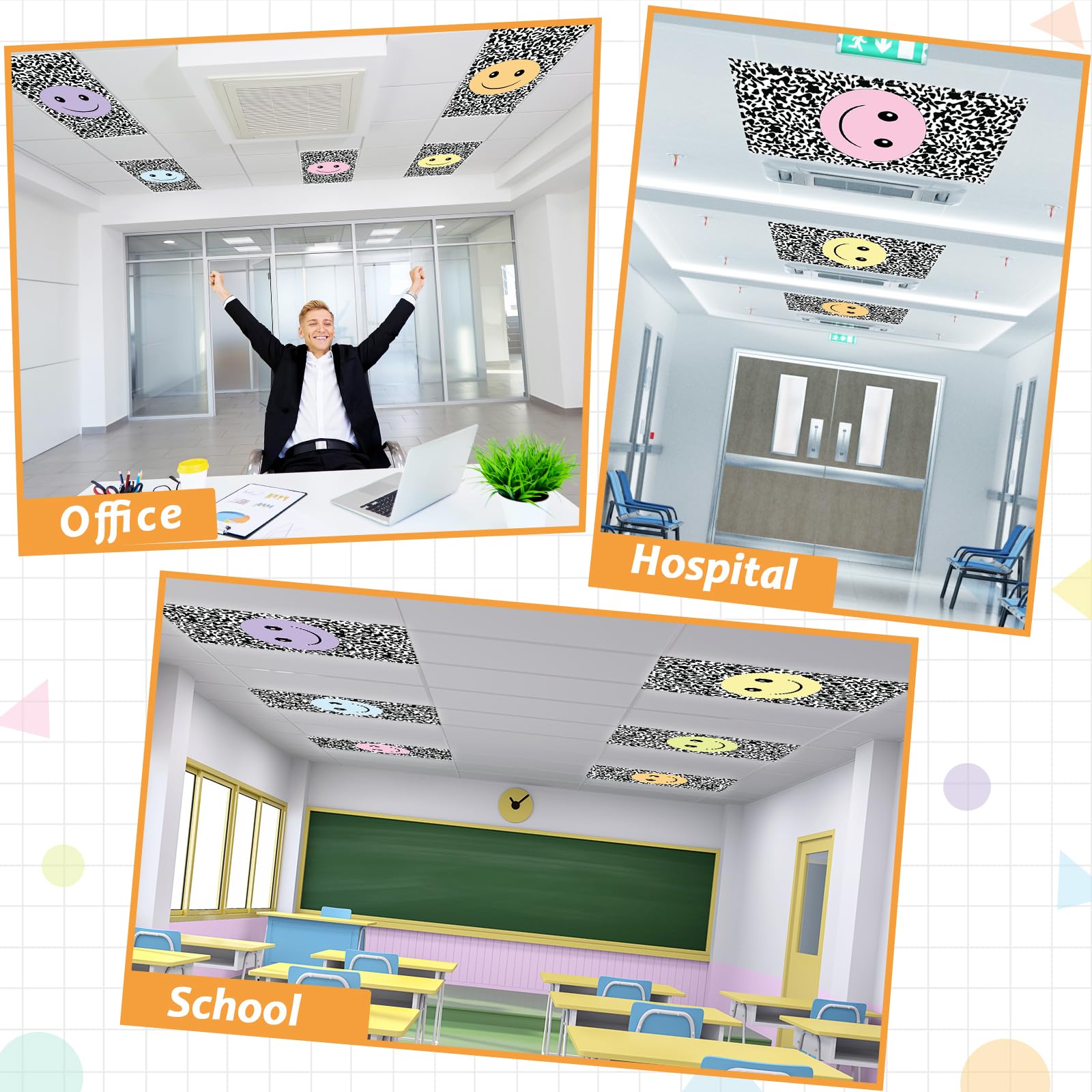 8 Pcs Fluorescent Light Covers with 80 Magnets Decorative for Classroom Ceiling Lights 4 x 2 Feet Magnetic Light Cover Filter Easy Install for Office Hospitals Drop Home Ceiling Supplies (Animal)