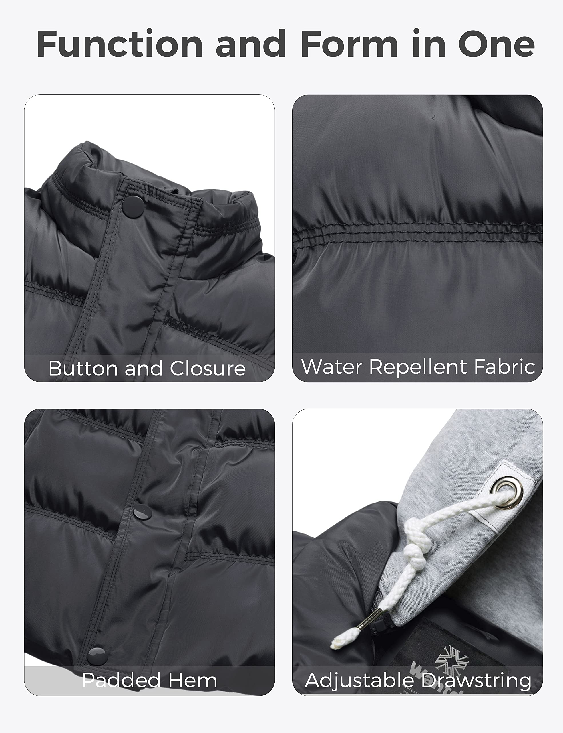Wantdo Women's Quilted Puffer Vest Thicken Warm Winter Coat with Removable Hood