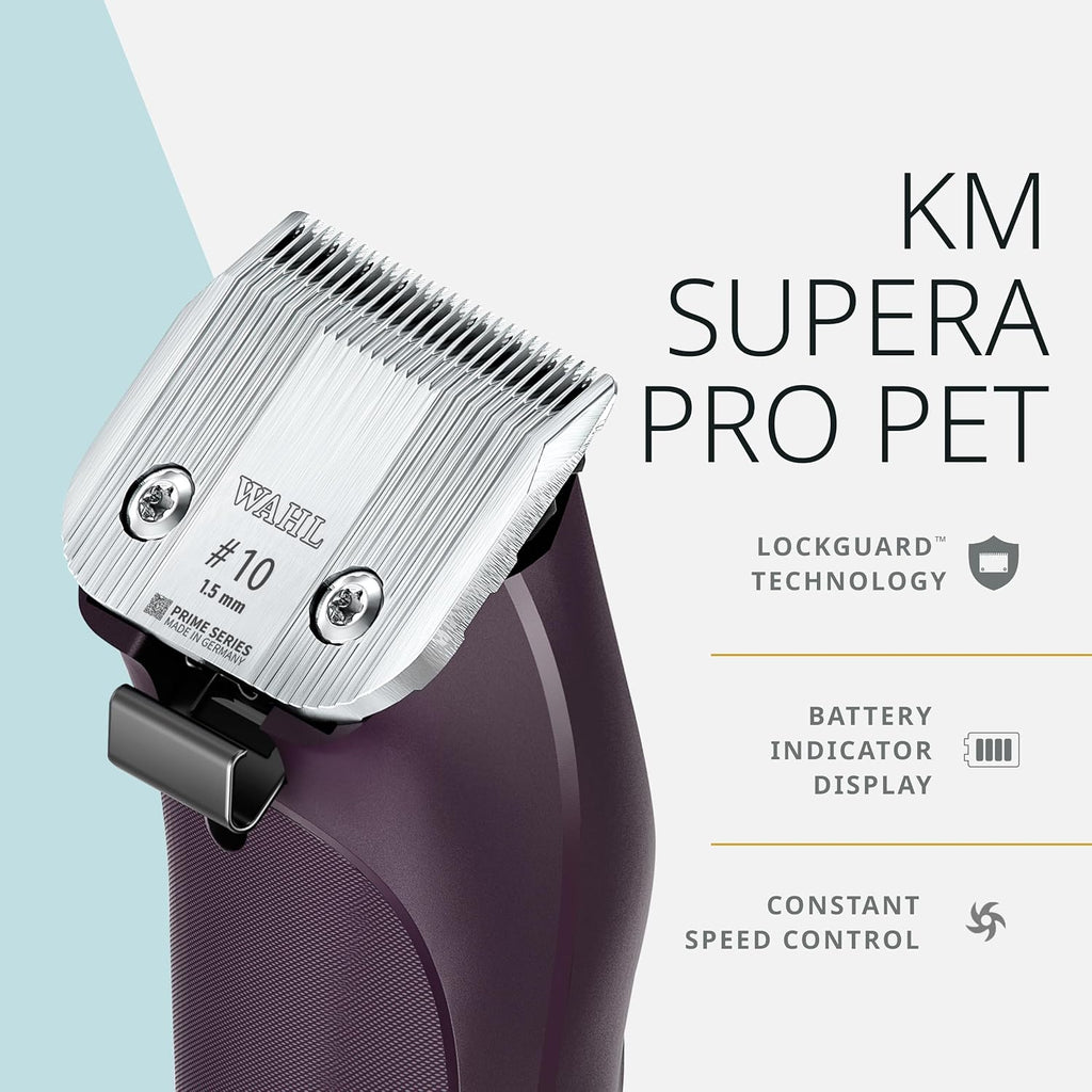 Wahl Pro Animal KM Supera Cordless Pet Clipper - Pet Clipper for Cat & Dog Grooming - Battery Powered Cordless Clipper - Features LOCKGUARD Technology