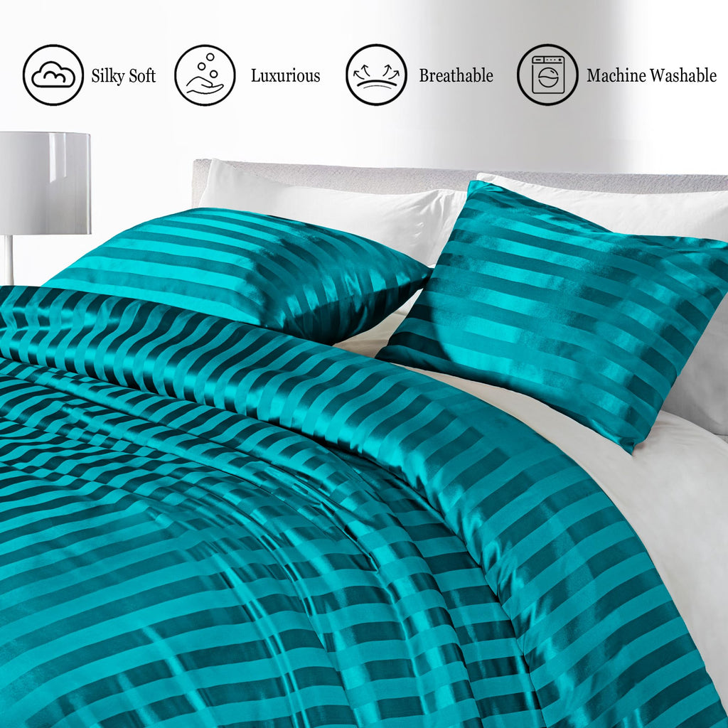 Whale Flotilla 2-Piece Reversible Silky Soft Twin Size Comforter Bedding Set, Luxurious Satin Comforters with Satin Pillowcase, Lightweight Duvet for All Seasons, Black