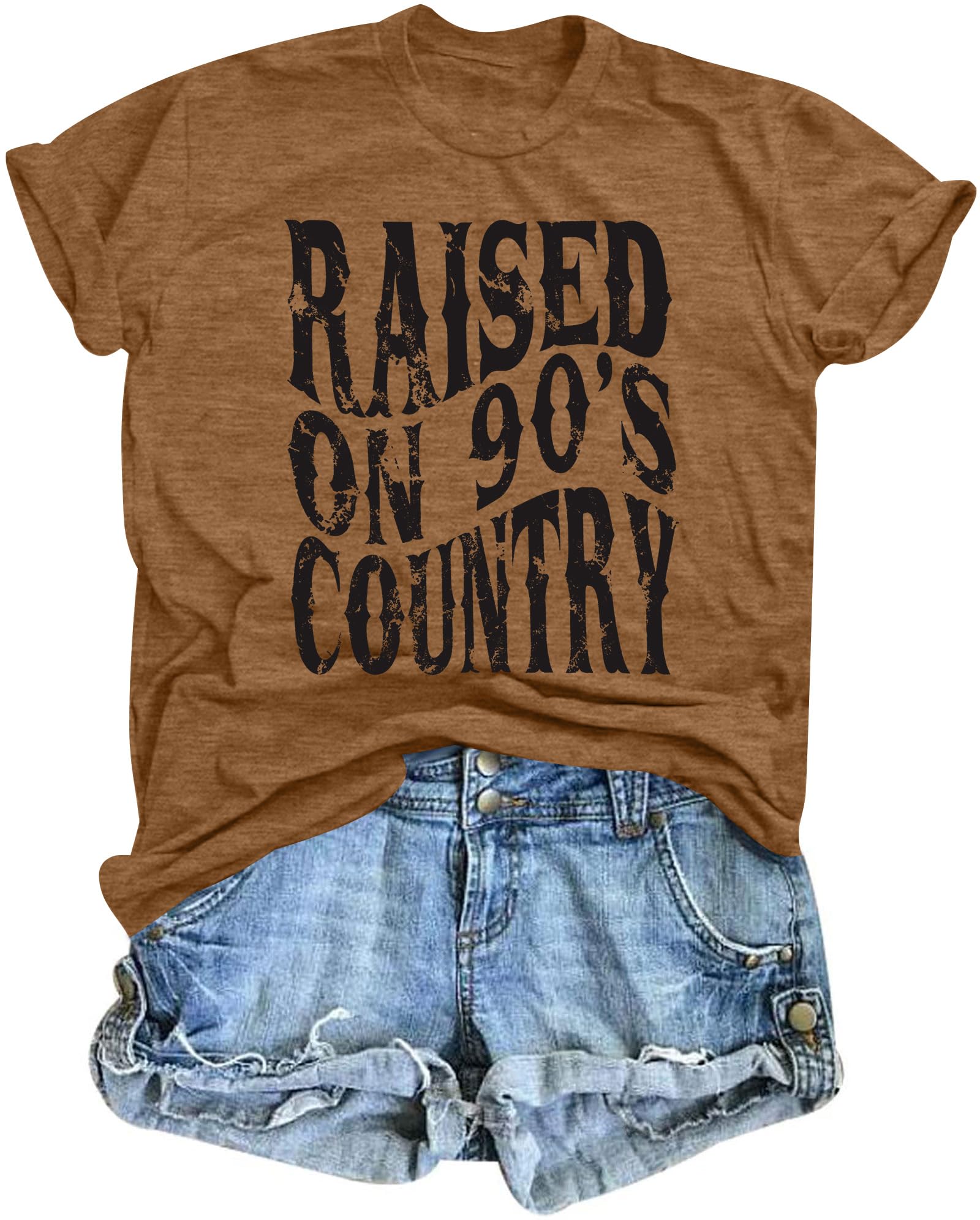 Raised on 90s Country Shirt Womens: Country Concert Outfit Country Music Tshirt Vintage Graphic Short Sleeve Tees