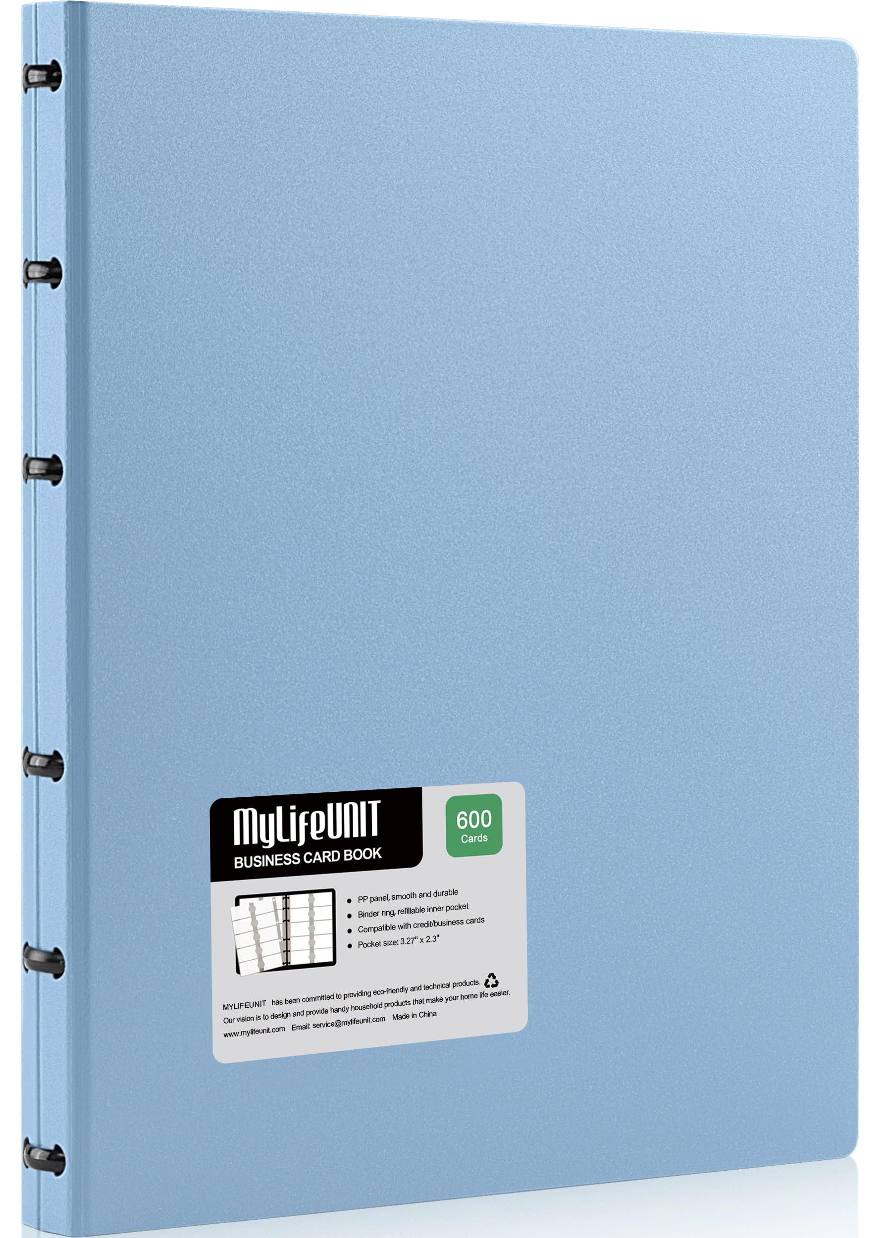 MyLifeUNIT Business Card Book, Name Card Holder Book with 600 Business Cards Capacity, Credit Card Book File Storage (Light Blue)