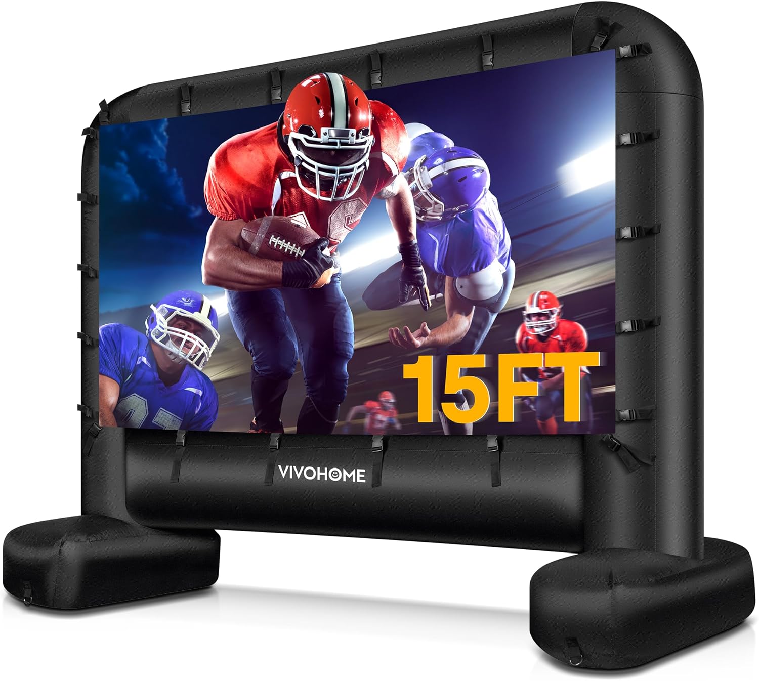 VIVOHOME 15 FT Inflatable Projector Screen for Outside, Blow Up Movie Screen Outdoor Use, Mega Large TV Screen with Carry Bag for Backyard, Tube Leg Support