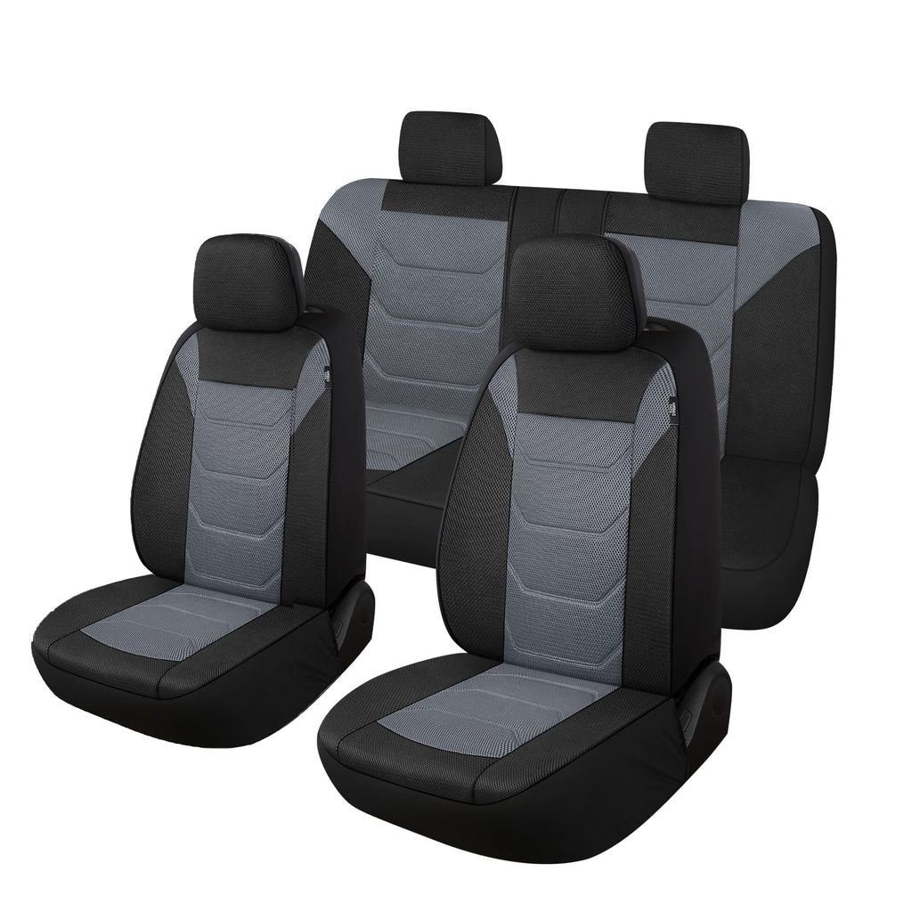 Pariiaotin 3D Air Mesh Car Seat Covers Front Sets Washable and Breathable Premium Cloth Automotive Vehicle Seat Covers for Cars Interior, Universal Fit for Most Cars, Sedan, Truck, SUV(Black)