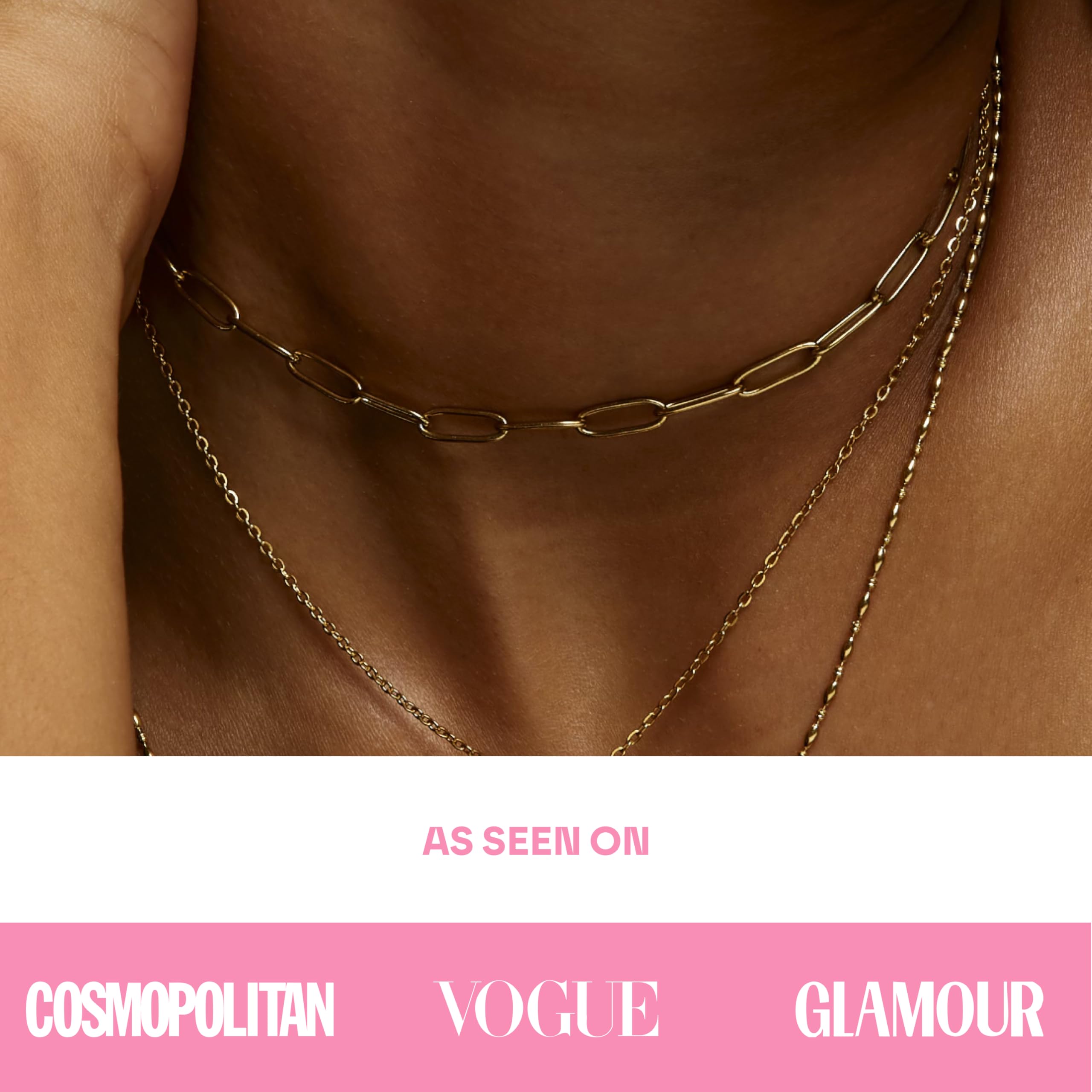 Hey Harper Gold Necklace For Women Trendy Necklace - 14K Golden PVD Coating Waterproof & Sweatproof Non Tarnish Jewelry Chain Necklaces