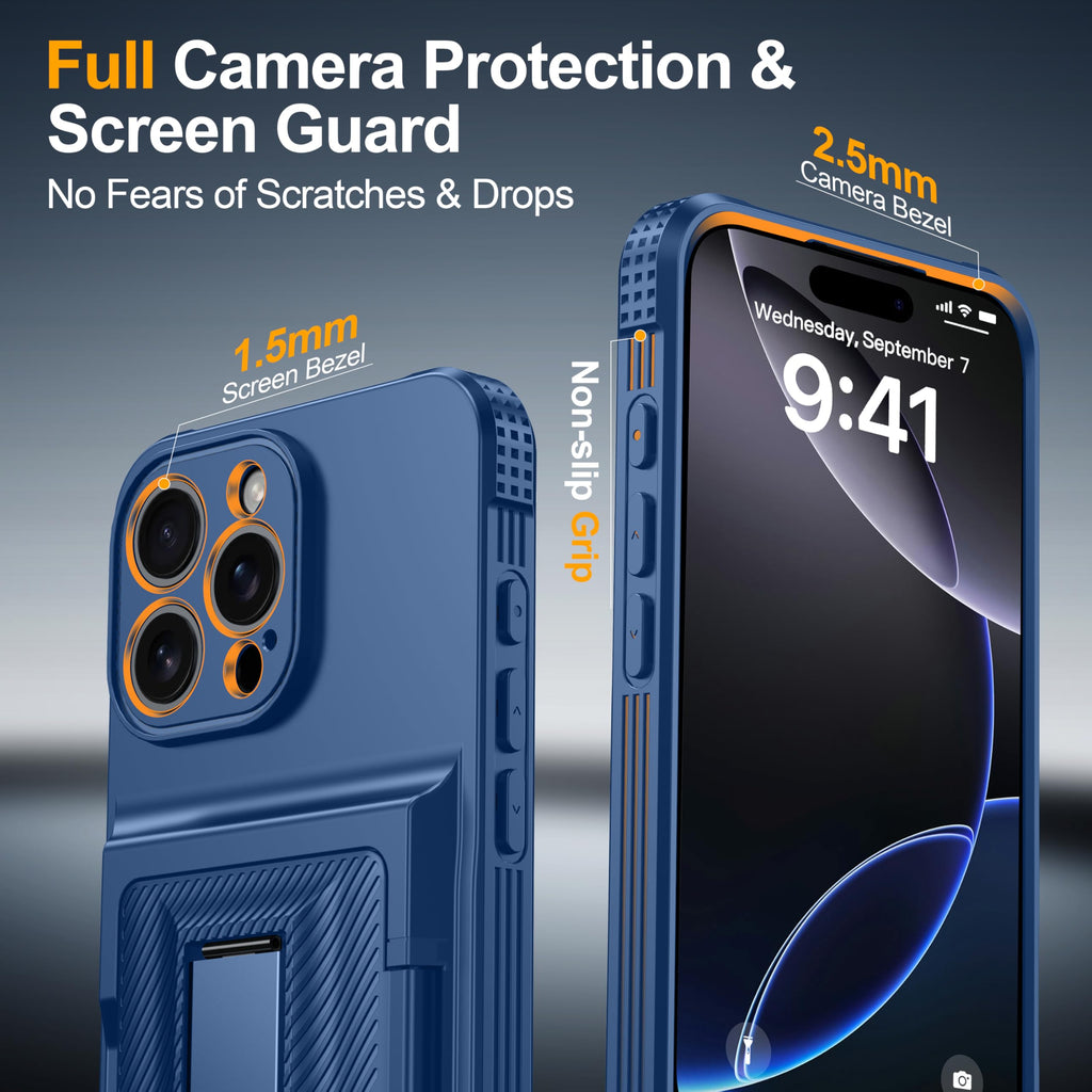Oneagle Wallet for iPhone 16 Pro Max Case with Card Holder (4-5 Cards) [RFID Blocking] [Privacy Screen Protector] Full Camera Protection & Kickstand, 15FT Shockproof Phone Case for iPhone 16 Pro Max