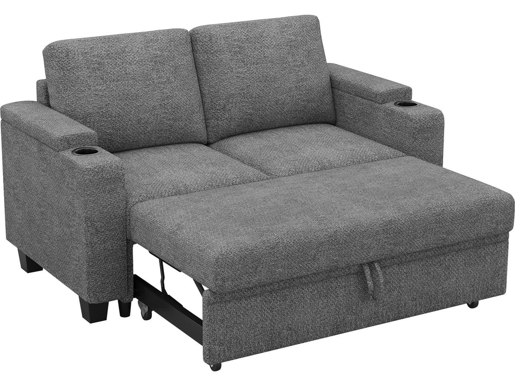 Belffin Modular Sectional Sleeper Sofa Bed with Storage Chaise L Shaped Sectional Couches for Living Room Armrest with Cup Holder. White Couch