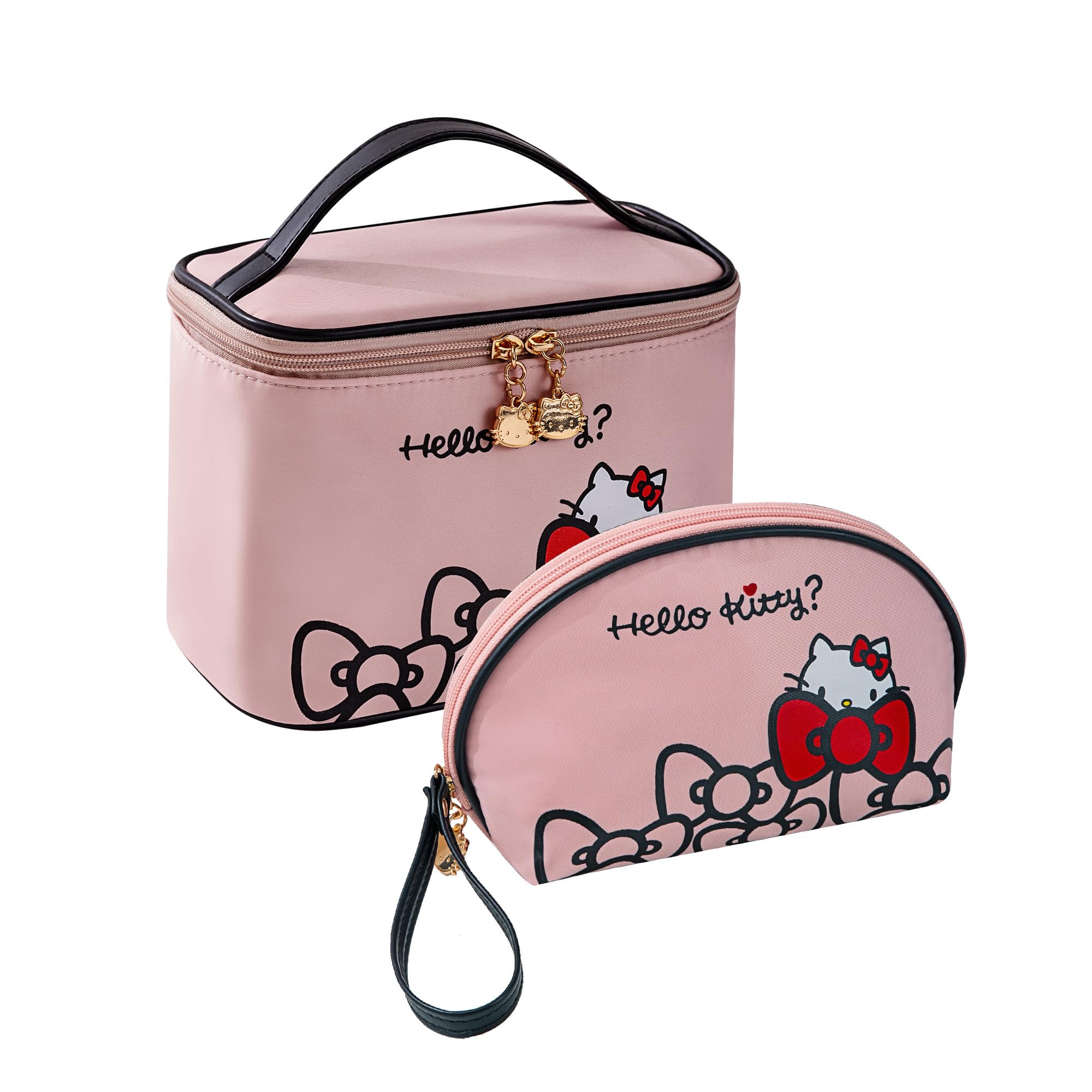 AmBealla Makeup Bag Large Waterproof Cosmetic Bags with Makeup Brush Holder,Cute Printed Makeup Organizer for Women Traveling,Portable Toiletry Bag for Girls