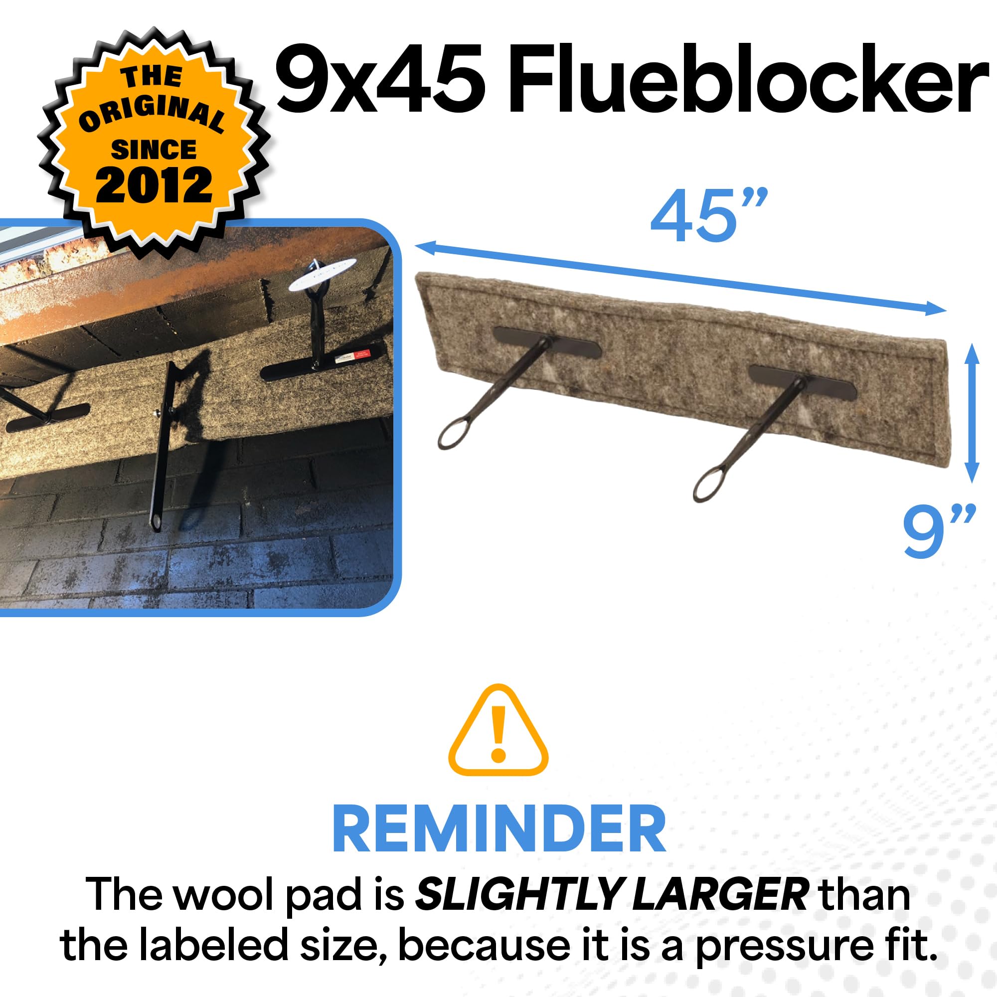 Flueblocker for 5"X14" Chimney Flue – Chimney Sheep Fireplace Draft Stopper Plug Replacement Damper Fireplace Tool – Better Than Inflatable Pillow or Balloon–Save Energy Block Odor & Debris