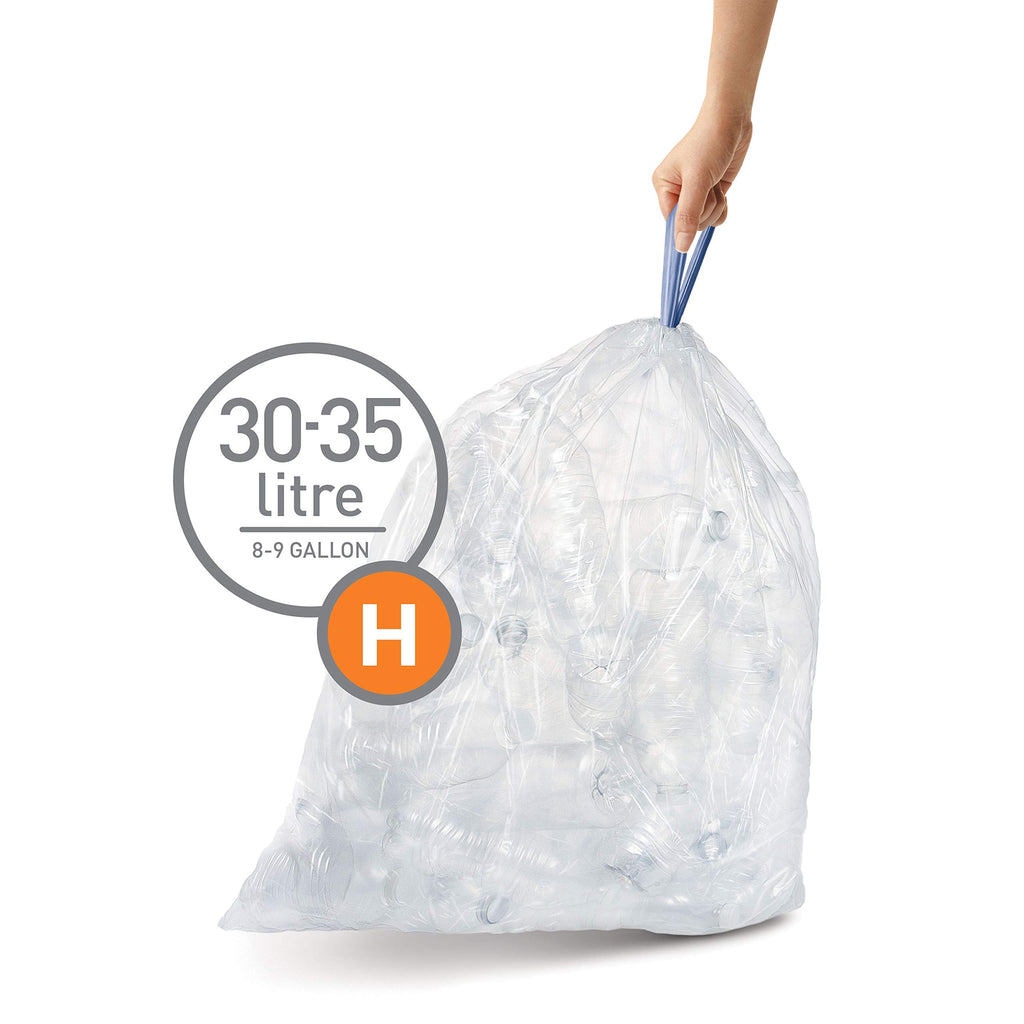 simplehuman Code H 60 Count, Genuine Odorsorb Custom Fit Liners, Drawstring Odor Absorbing Trash Bags in Dispenser Packs, 30-35 Liter / 8-9 Gallon