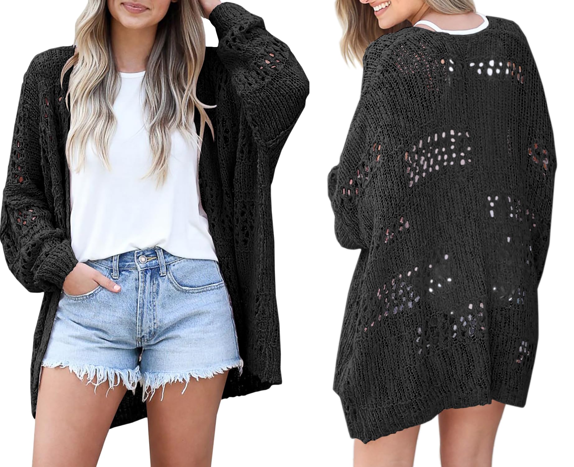 Lightweight Summer Cardigan for Women Spring Netted Crochet Cardigans Sweaters