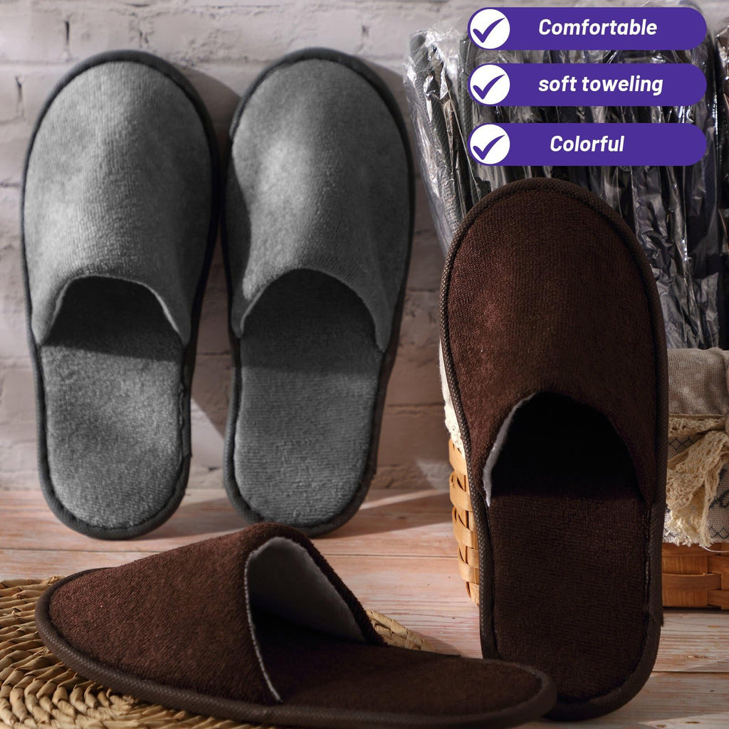 Geyoga 24 Pairs Disposable Slippers for Guests Bulk 2 Size Cotton Soft Spa Hotel House Slippers for Women Men Wedding Party Shoeless Home Indoor Travel