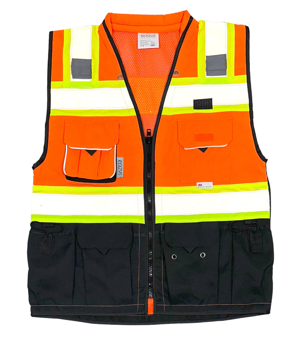 Men's Black Series Safety Vest with Zipper and Utility Pockets (Medium, Black)
