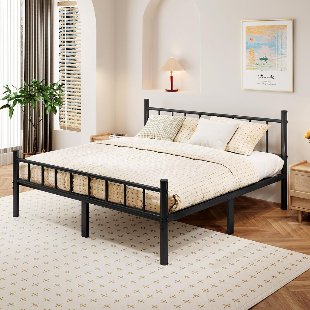 zizin Twin Size Metal Bed Frame with Headboard & Footboard 14 Inch Metal Platform Mattress Foundation Support with Steel Slat, Under Bed Storage, No Box Spring Needed