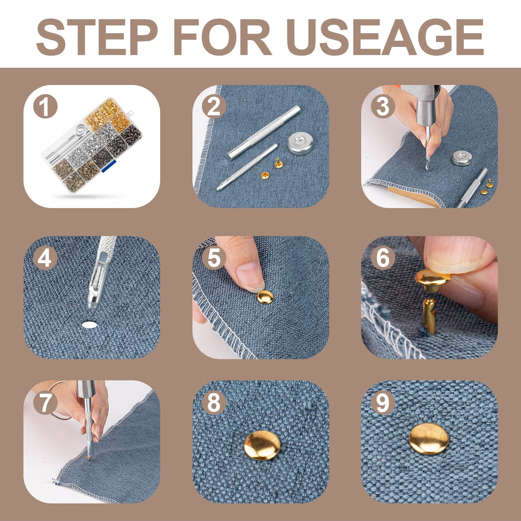 100 Sets Chicago Screws for Leather Crafting 7/20 Inch, 5 Colors of Rivets for Leather, Chicago Screws for DIY Leathercraft (Silver, Light Gold, Bronze, Antique Copper, GunMetel)