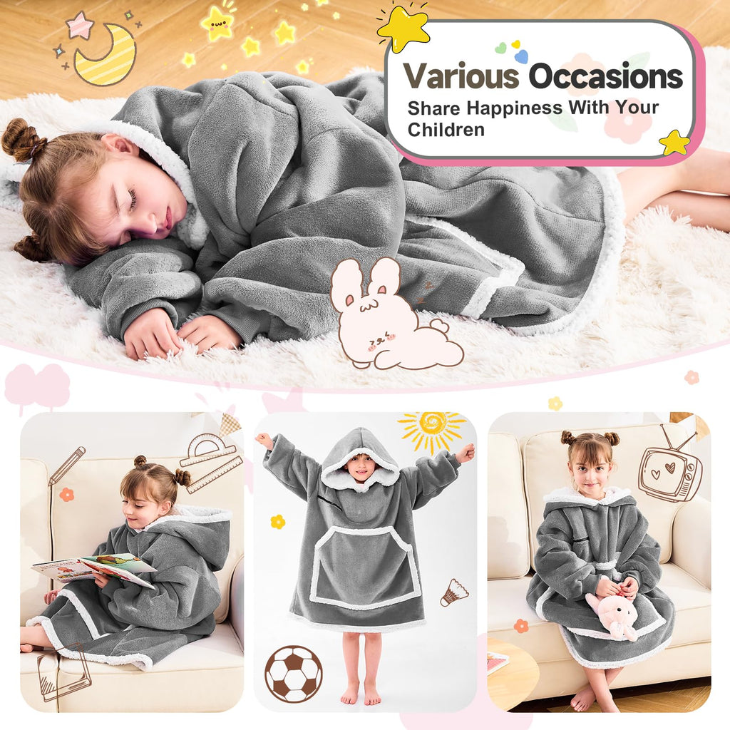 IFNOW Wearable Blanket Hoodie, Oversized Sherpa Fleece Hooded Sweatshirt with Eye Mask, Cozy and Giant Blanket Hoodie with Sleeves Extra Long for Adults Men Women, Black