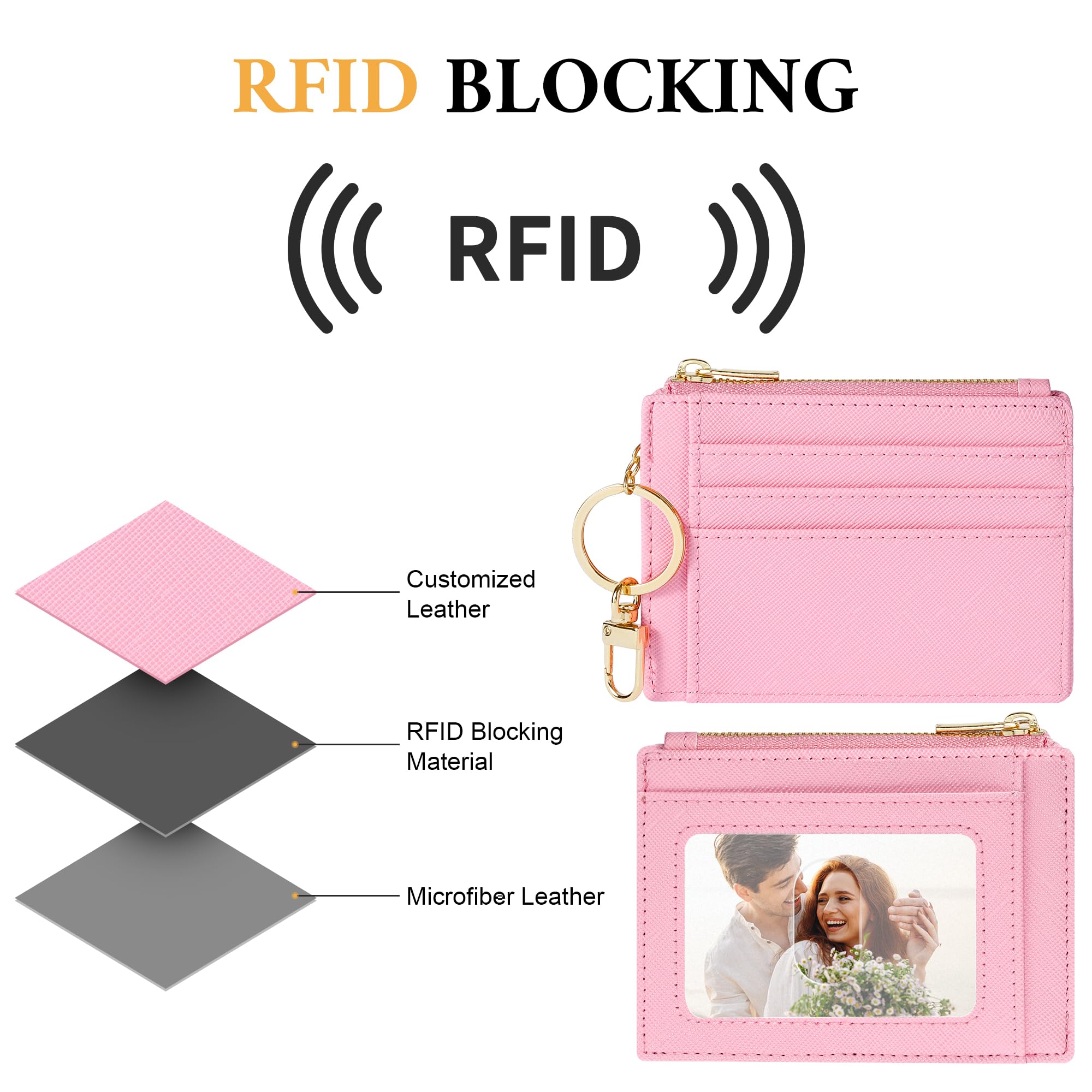 Sodsay Card Case Slim Front Pocket Wallet for Women Credit Card Holder with Keychain | Slim, Credit Card Holder, Front Pocket, with Keychain | Slim