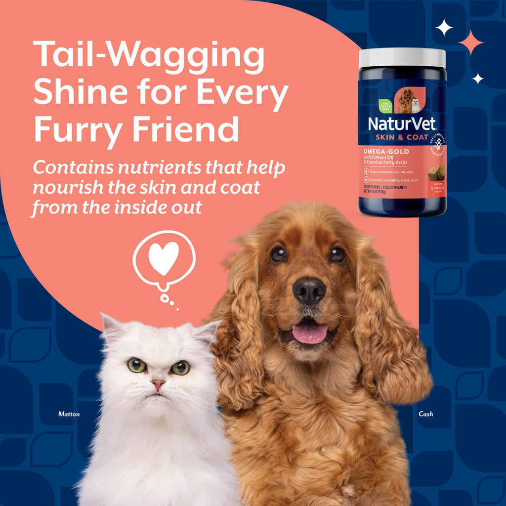 NaturVet – Salmon Oil Skin & Coat Plus Omegas – Supports Healthy Skin & Glossy Coat – Source of Omega-3 & 6 Fatty Acids – for Dogs & Cats (8.75 oz Oil)