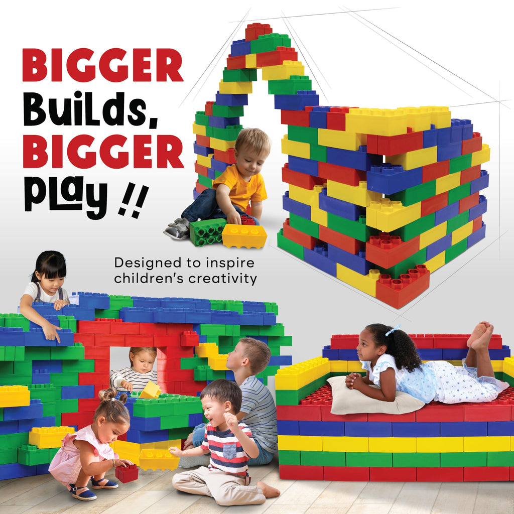 BiggoBlocks Large Building Blocks for Kids Ages 3-8 – 288 Piece Mega Set – Indoor & Outdoor STEM Toy for Boys & Girls