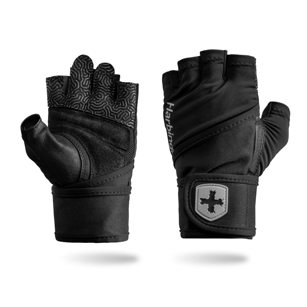 Harbinger Pro Wristwrap Gloves 3.0 - Enhanced Grip, Superior Wrist Support, Breathable 4-Way Stretch Lycra, Durable Leather Palm, Half-Finger Design for Weightlifting, Fitness Training, Women's