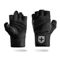 Harbinger Pro Wristwrap Gloves 3.0 - Enhanced Grip, Superior Wrist Support, Breathable 4-Way Stretch Lycra, Durable Leather Palm, Half-Finger Design for Weightlifting, Fitness Training, Women's
