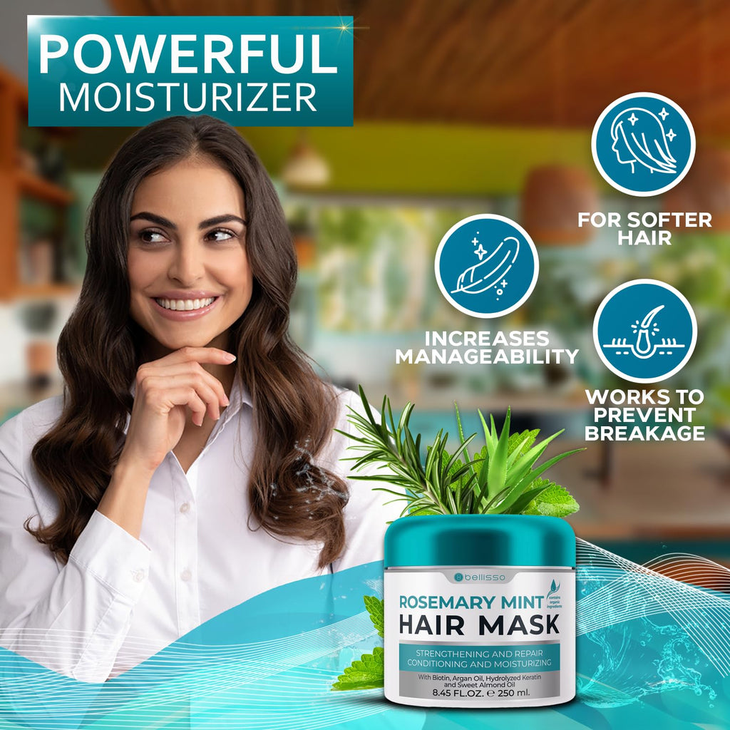 Apple Cider Vinegar Deep Conditioning Mask - Treatment for Dry Damaged Hair and Split End Repair - Sulfate Free Formula with Collagen, Keratin and Argan Oil - For Flaky Scalp and Dandruff Relief