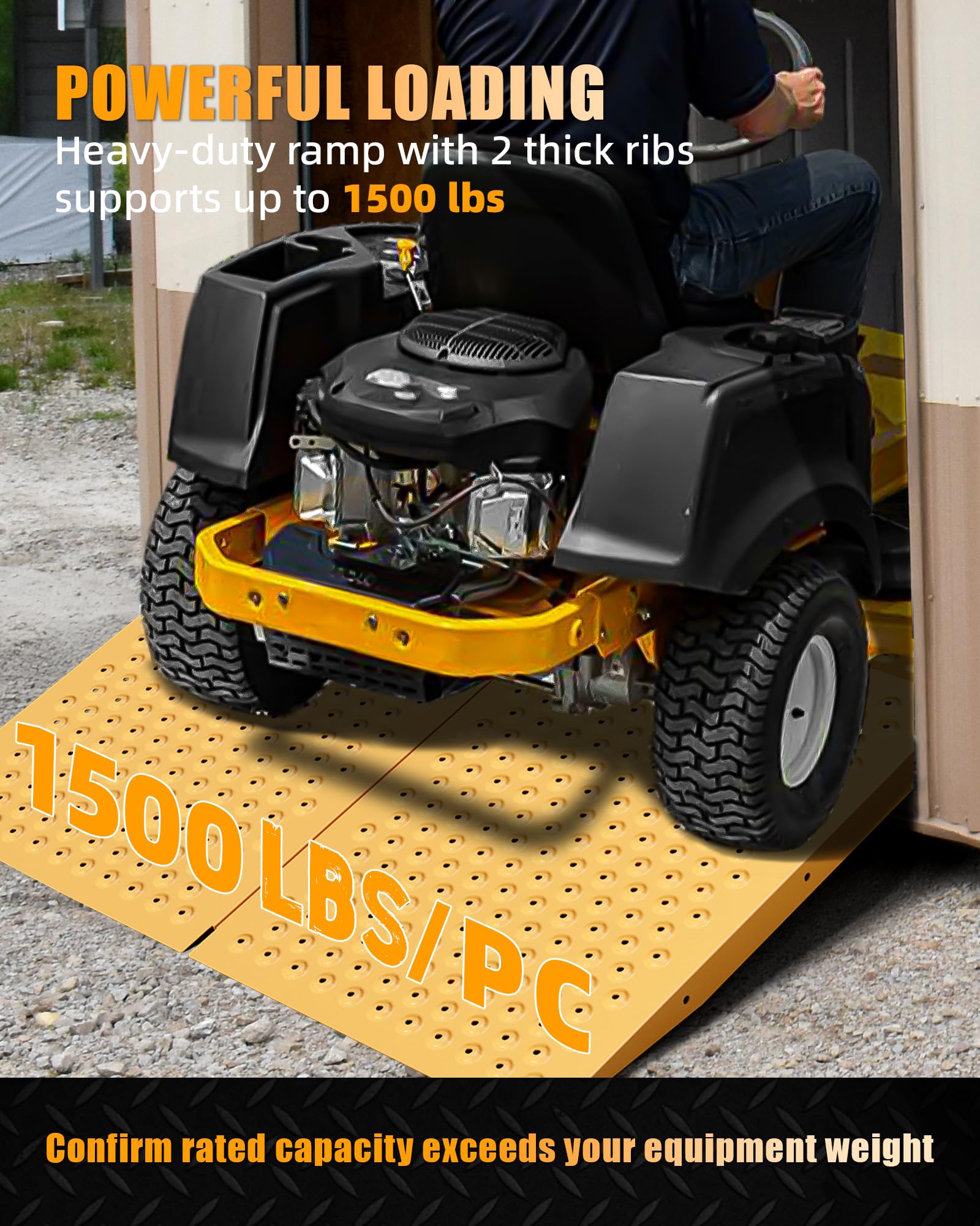 VNN 29" x 24" Shed Ramp for Riding Mower - 750 LB Capacity Shed Ramps, Anti-Slip Punch Plate Ramp for ATV, Motorcycles, Garages & Barns (1PC,Black, Alloy)