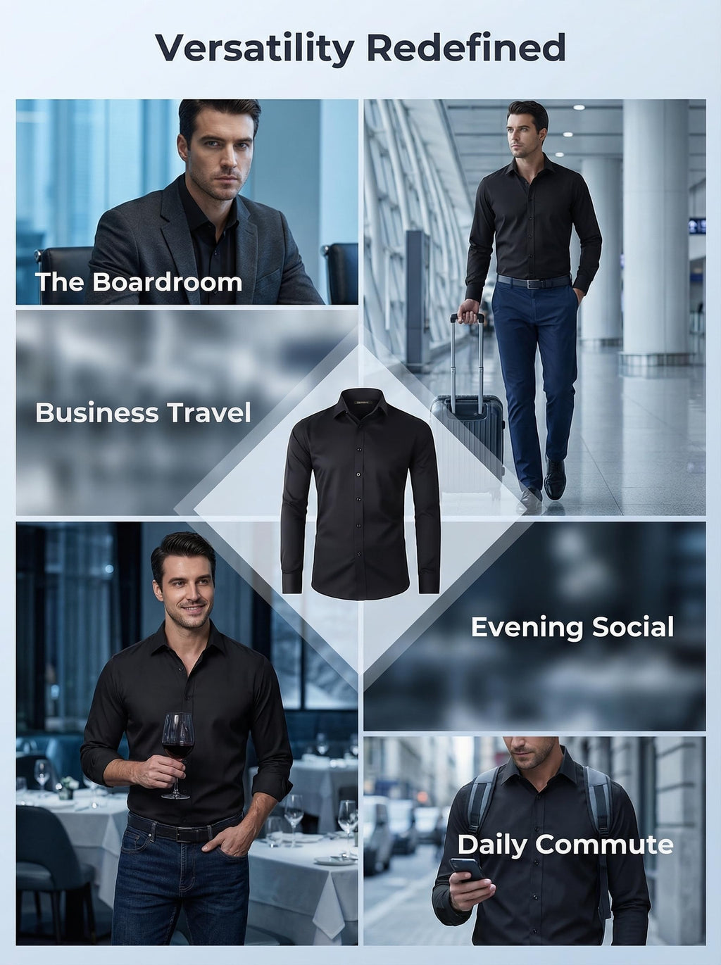 Beninos Men's Dress Shirts Casual Long Sleeve Button Down Shirt