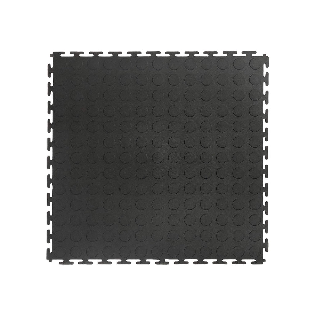 VersaTex Garage Floor 18 x 18 inch Square Rubber Diamond Plate Interlocking Floor Tiles for Home Gym, Garage Flooring, Trade Show Flooring, Basement Tiles, 24 Pack (Black)