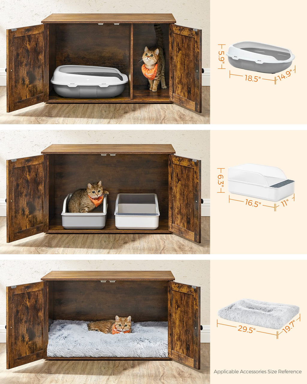 Feandrea Cat Litter Box Enclosure, Litter Box Furniture Hidden, Indoor Cat House, End Table, 27.6 x 19.7 x 19.7 Inches, Heather Greige UPCL022K01