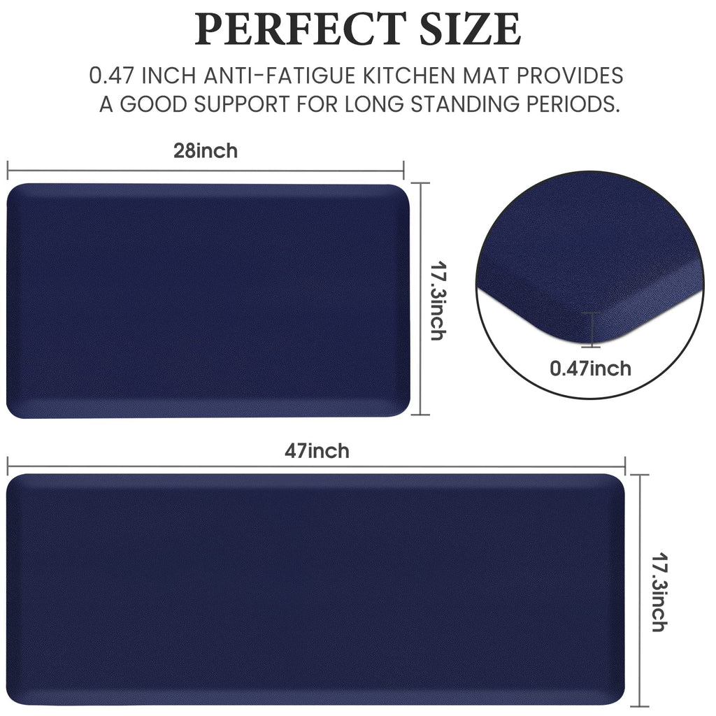 HappyTrends 2 PCS Kitchen Mat Cushioned Anti-Fatigue Floor Mat, Heavy Duty Ergonomic Comfort Foam Standing Mat, Waterproof Non-Slip Kitchen Rugs for Home, Office, Laundry,Black