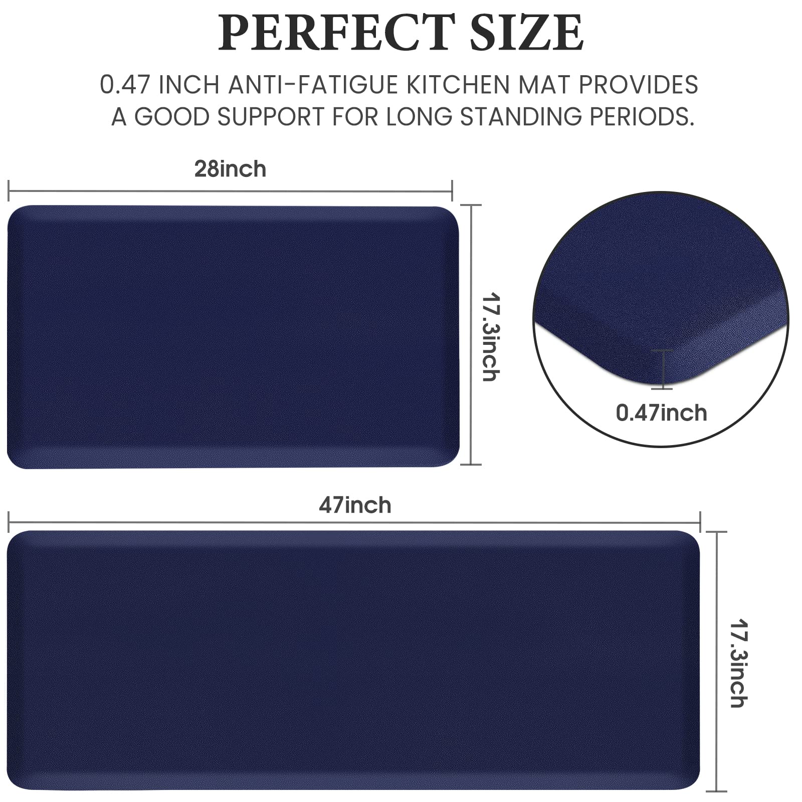 HappyTrends 2 PCS Kitchen Mat Cushioned Anti-Fatigue Floor Mat, Heavy Duty Ergonomic Comfort Foam Standing Mat, Waterproof Non-Slip Kitchen Rugs for Home, Office, Laundry,Black