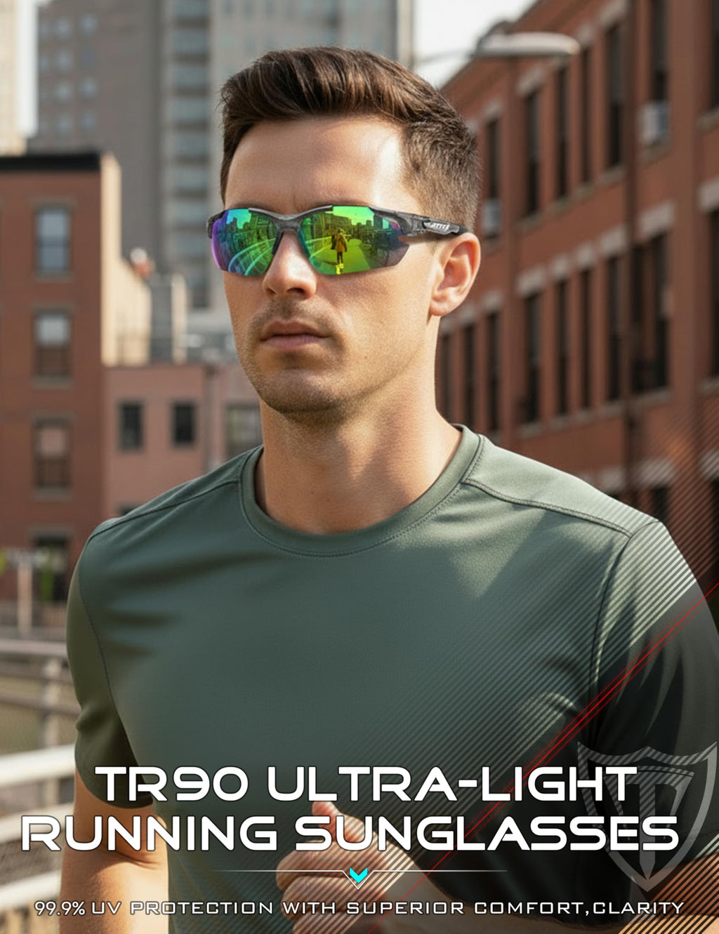 ATTCL 22g Polarized Sunglasses Men Sports: Secure Fit Wrap Around TR90 Frame Ultra-Light UV Protection for Running Fishing