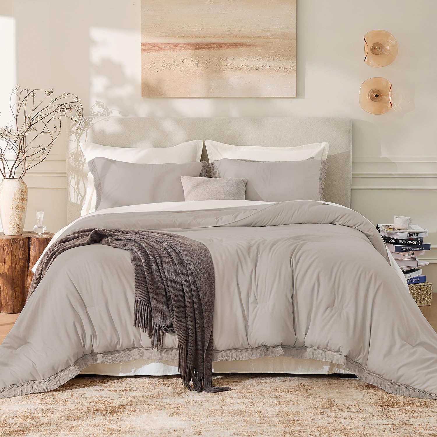 Andency Comforter Full Size Set Burnt Orange, 3 Pieces Boho Terracotta Winter Lightweight Bedding Comforter Sets, All Season Rust Tassel Bed Set (79x90In Comforter & 2 Pillowcases)