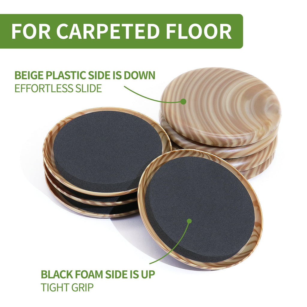 Furniture Sliders for Carpet 4 PCS - 9 1/2 inch Furniture Moving Slider Chair Legs Floors Protectors– Move Your Furniture Easy & Safely (for Carpet)