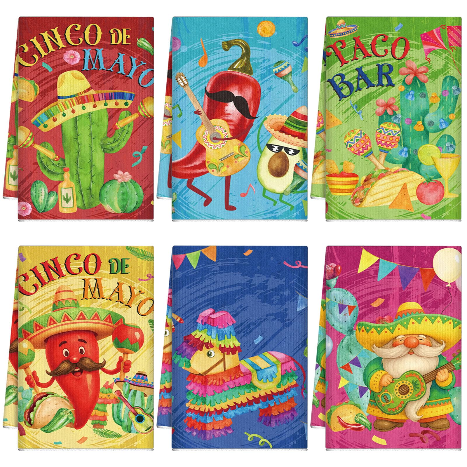 Breling Set of 6 Summer Beach Kitchen Towels Coastal Dish Towel Bathroom Decorative Sea Palm Trees Cloths for Kitchen Bathroom Home Cooking Housewarming Gifts, 14 x 21 Inch