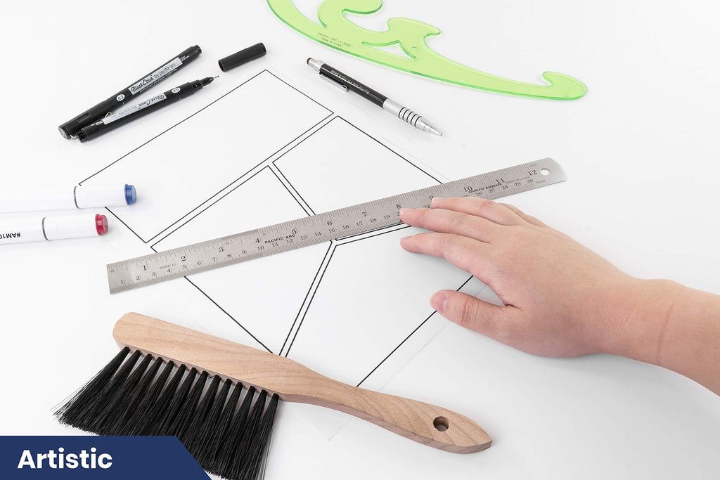 2 Pack Pacific Arc 12 Inch Stainless Steel Ruler with Inch/Metric Conversion Table